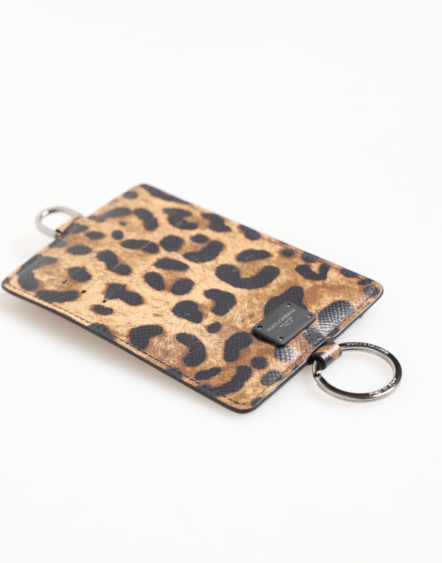 Dolce & Gabbana Leopard Print Leather Embossed Lanyard Card Holder Wallet