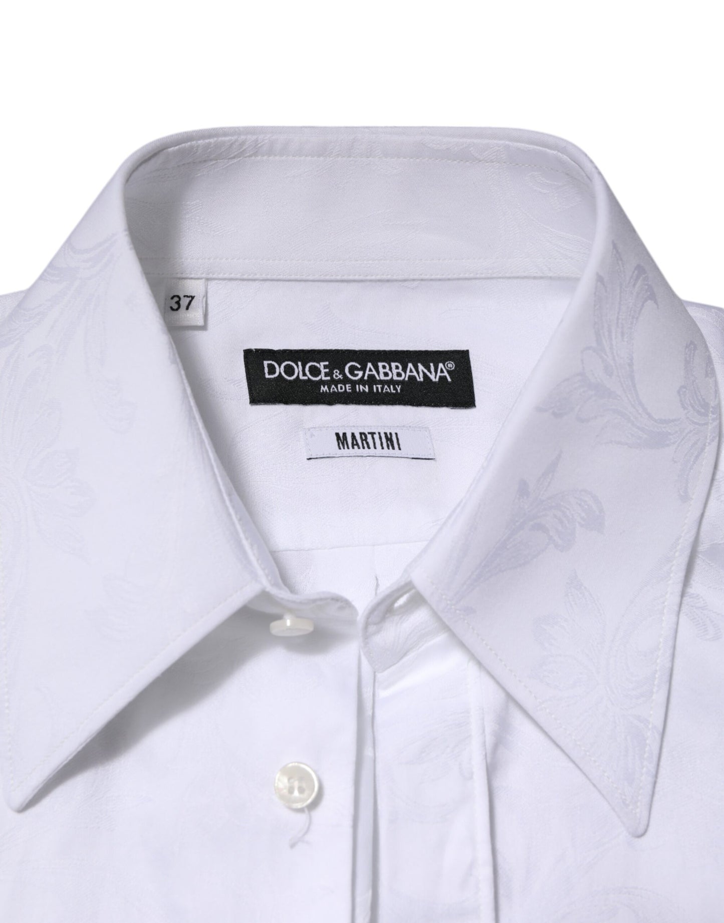 Dolce & Gabbana White Cotton MARTINI Paisley Jacquard Shirt