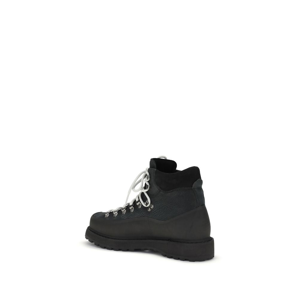 Diemme Black Calf Leather Bos Taurus Lace-Up Boots