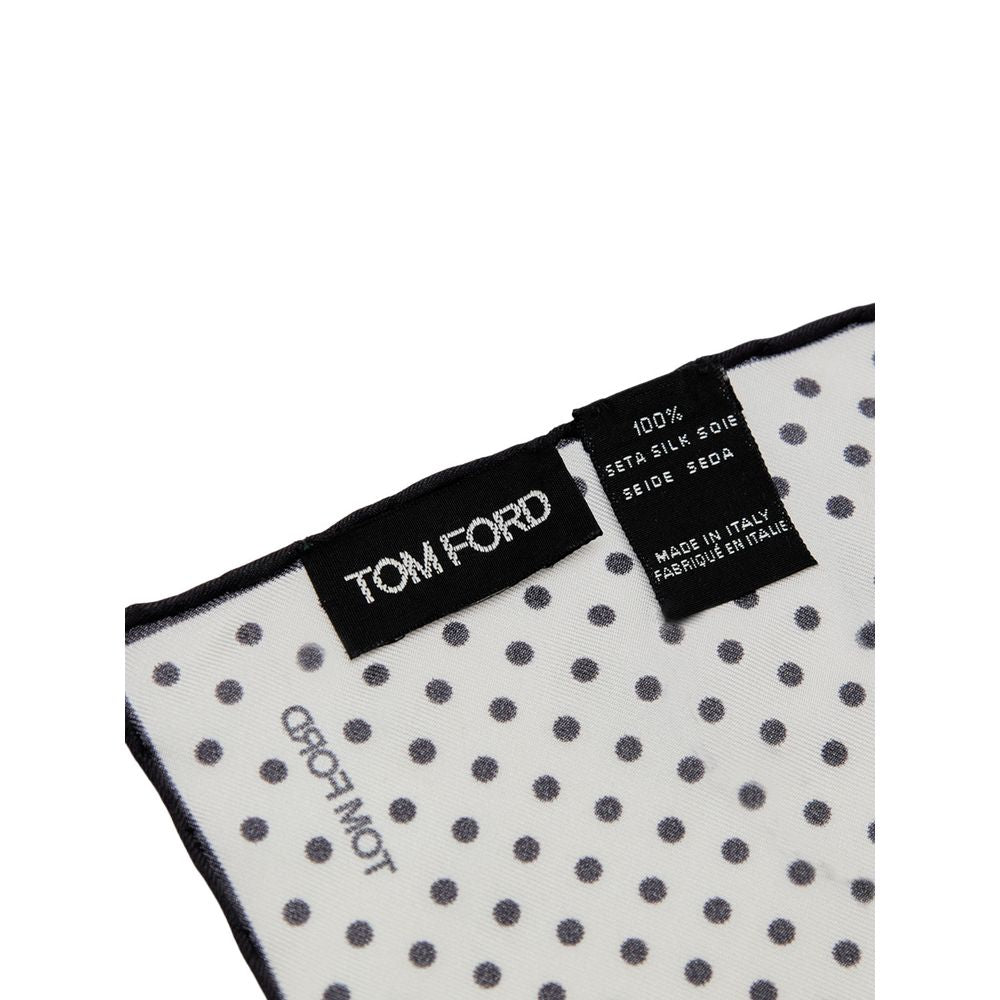 Tom Ford Black And White Silk Pocket Square