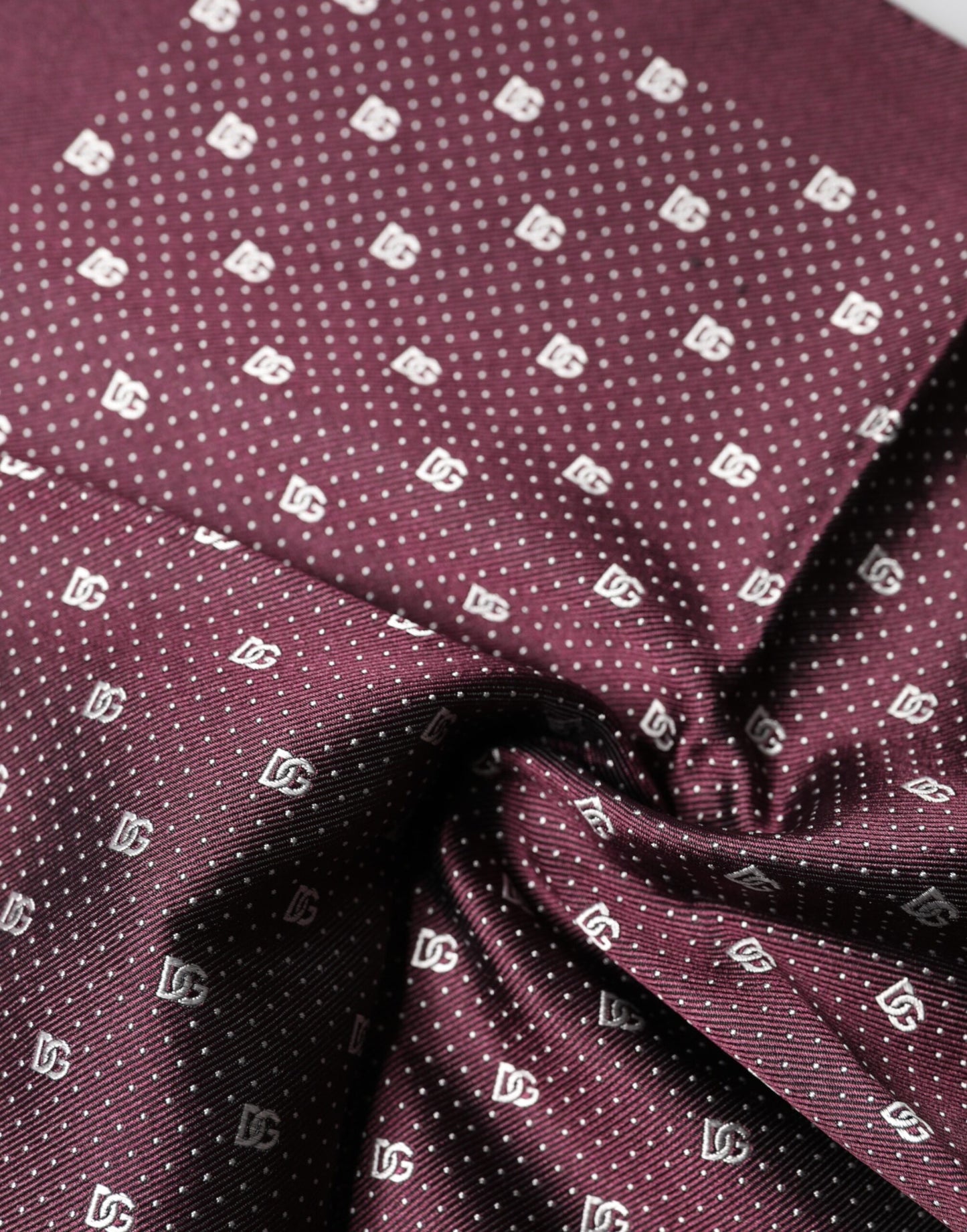 Dolce & Gabbana Maroon Logo Silk Square Handkerchief Scarf