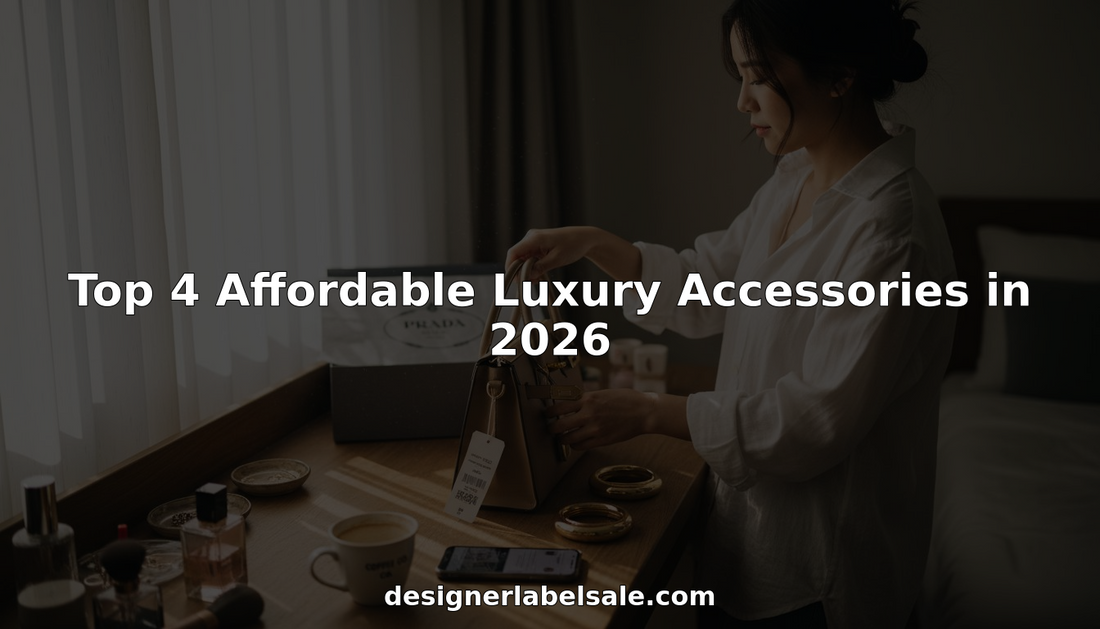 Woman evaluating luxury accessories at vanity