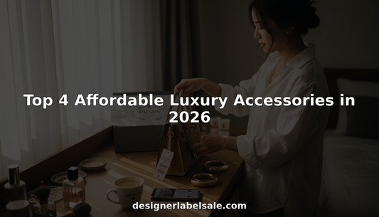 Woman evaluating luxury accessories at vanity