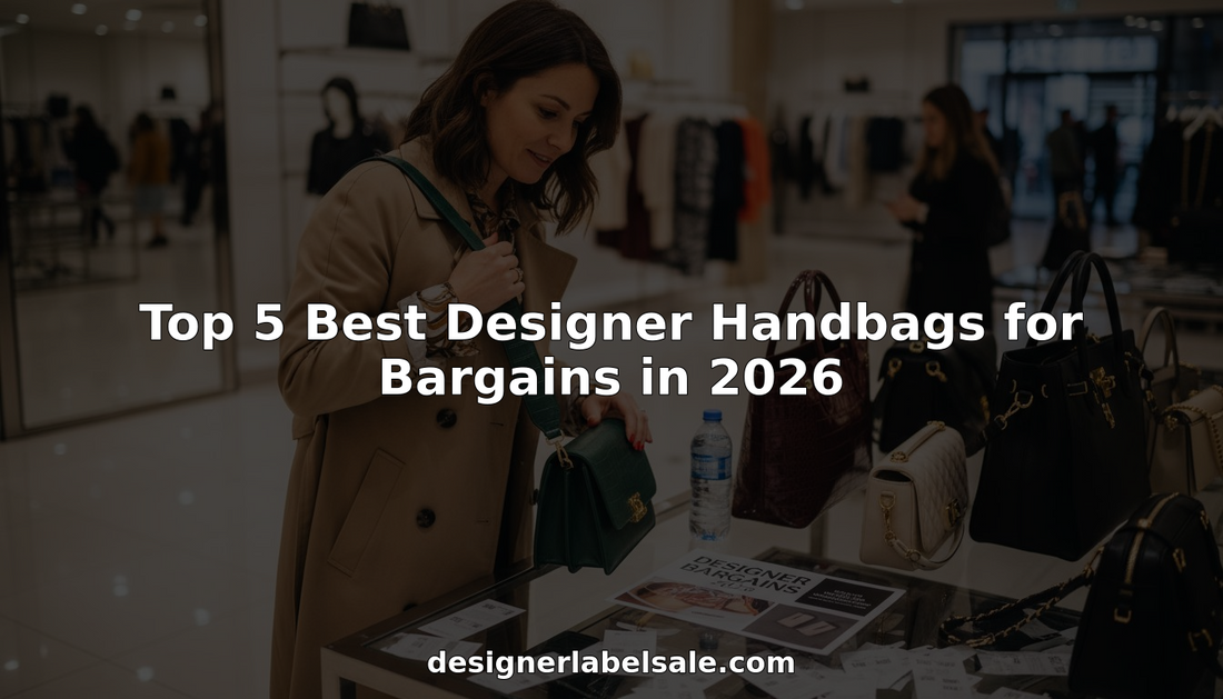 Woman shopping designer handbags at outlet sale