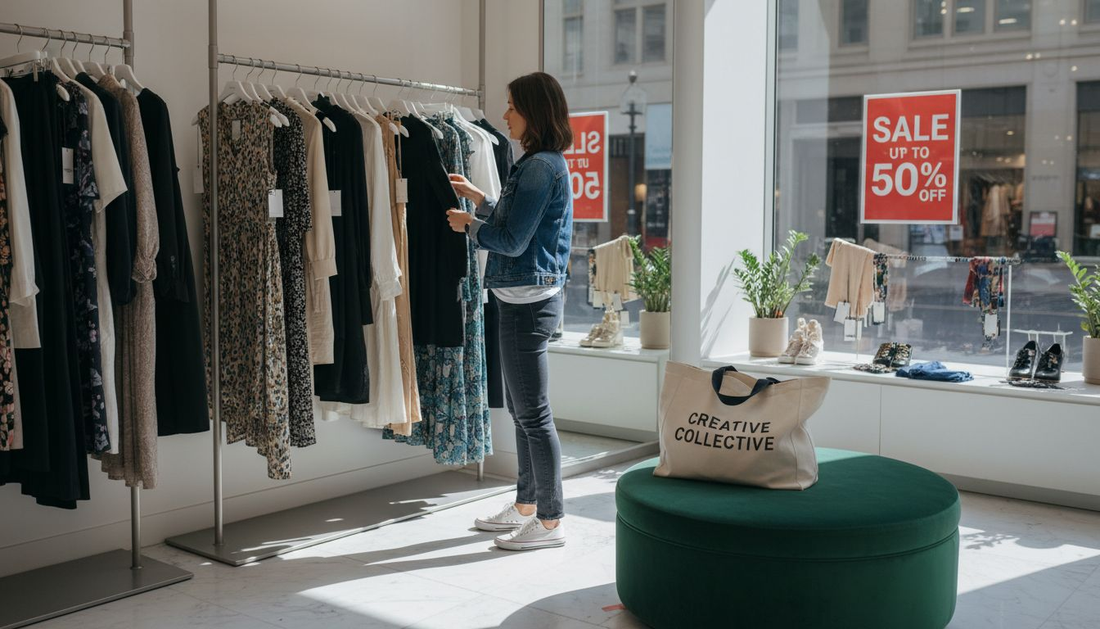 Woman shopping in luxury boutique store