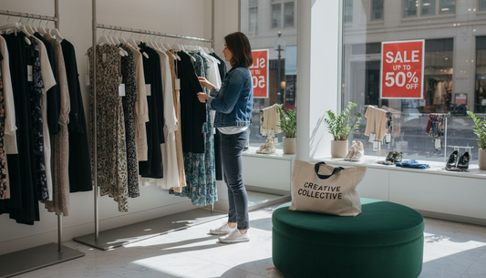 Woman shopping in luxury boutique store