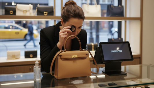 Store associate checks designer handbag authenticity