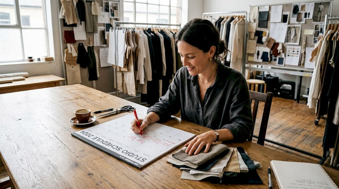 Fashion designer marking calendar for runway seasons