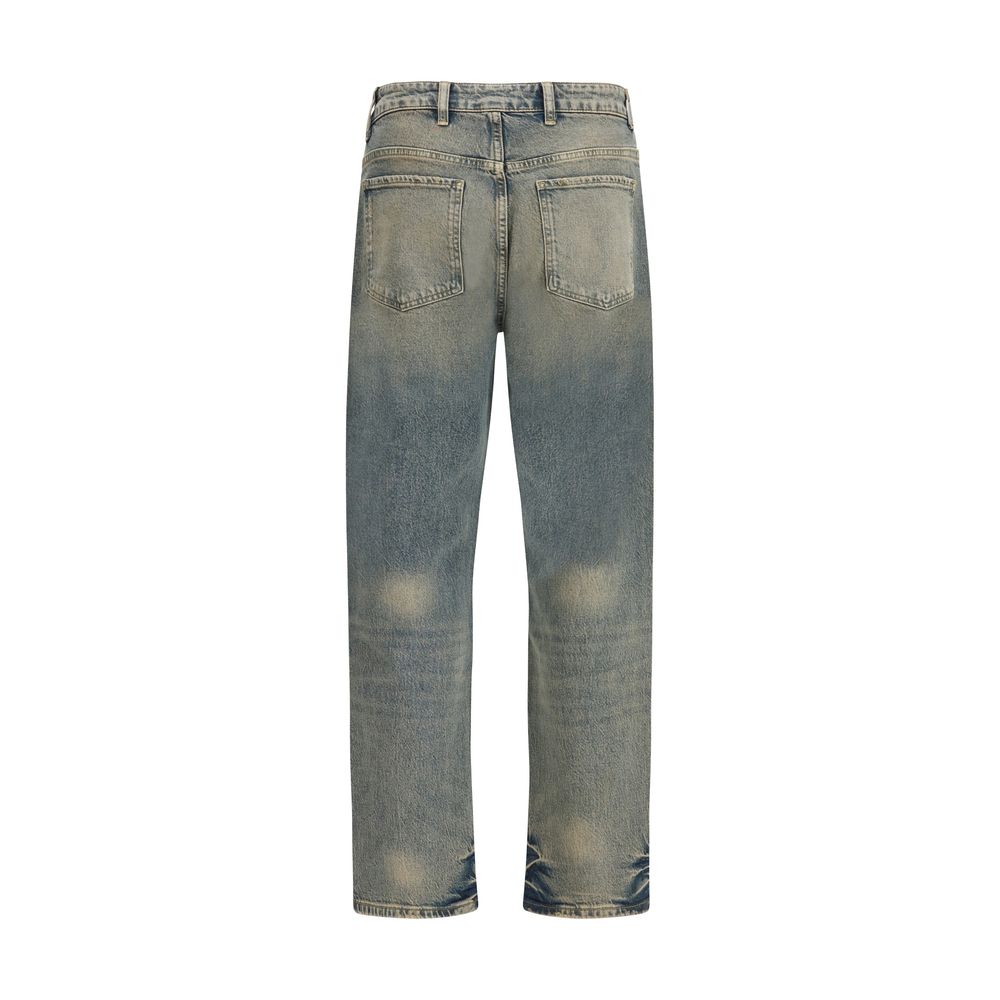 Represent Blue Cotton Straight-Leg Jeans