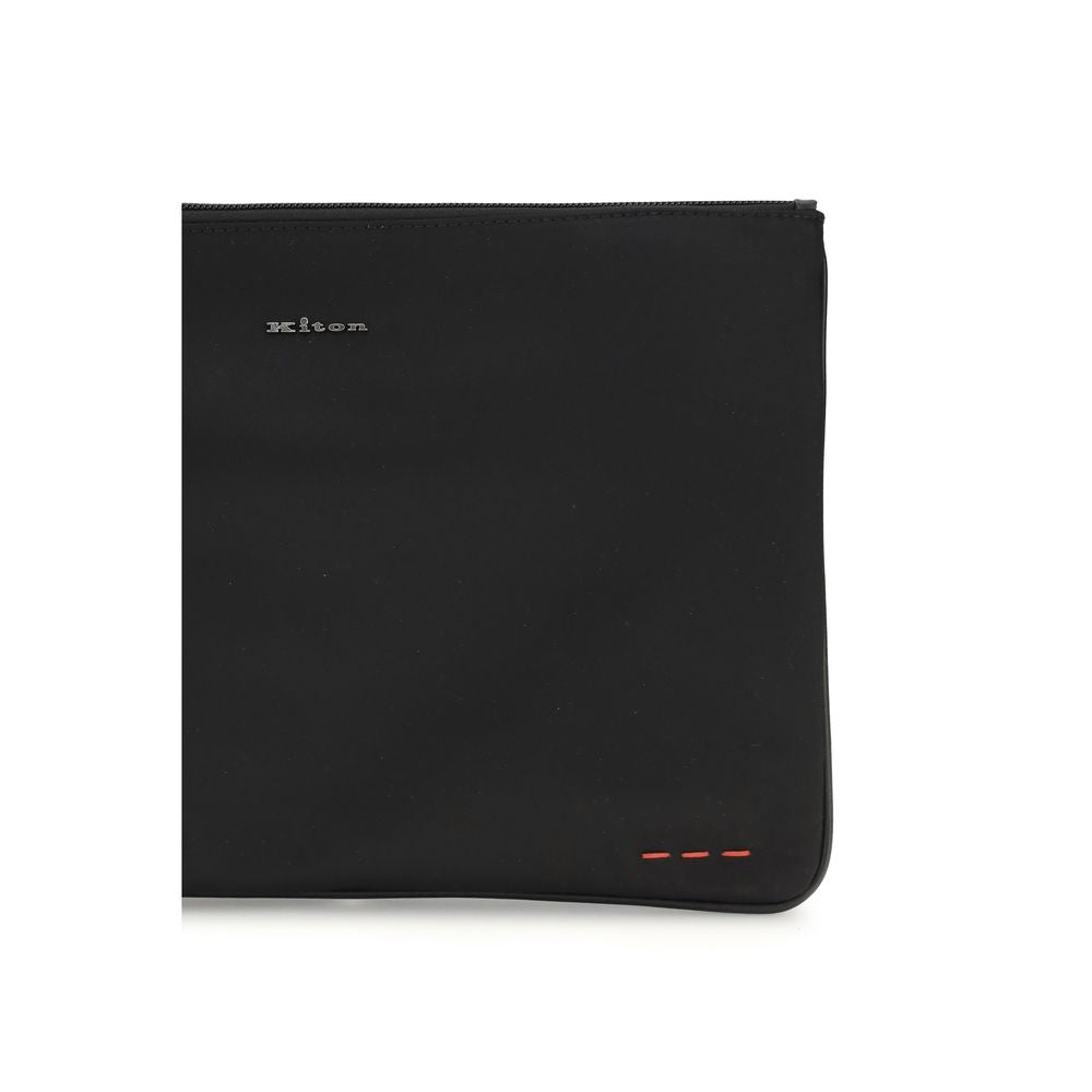 Kiton Black Fabric Clutch Bag