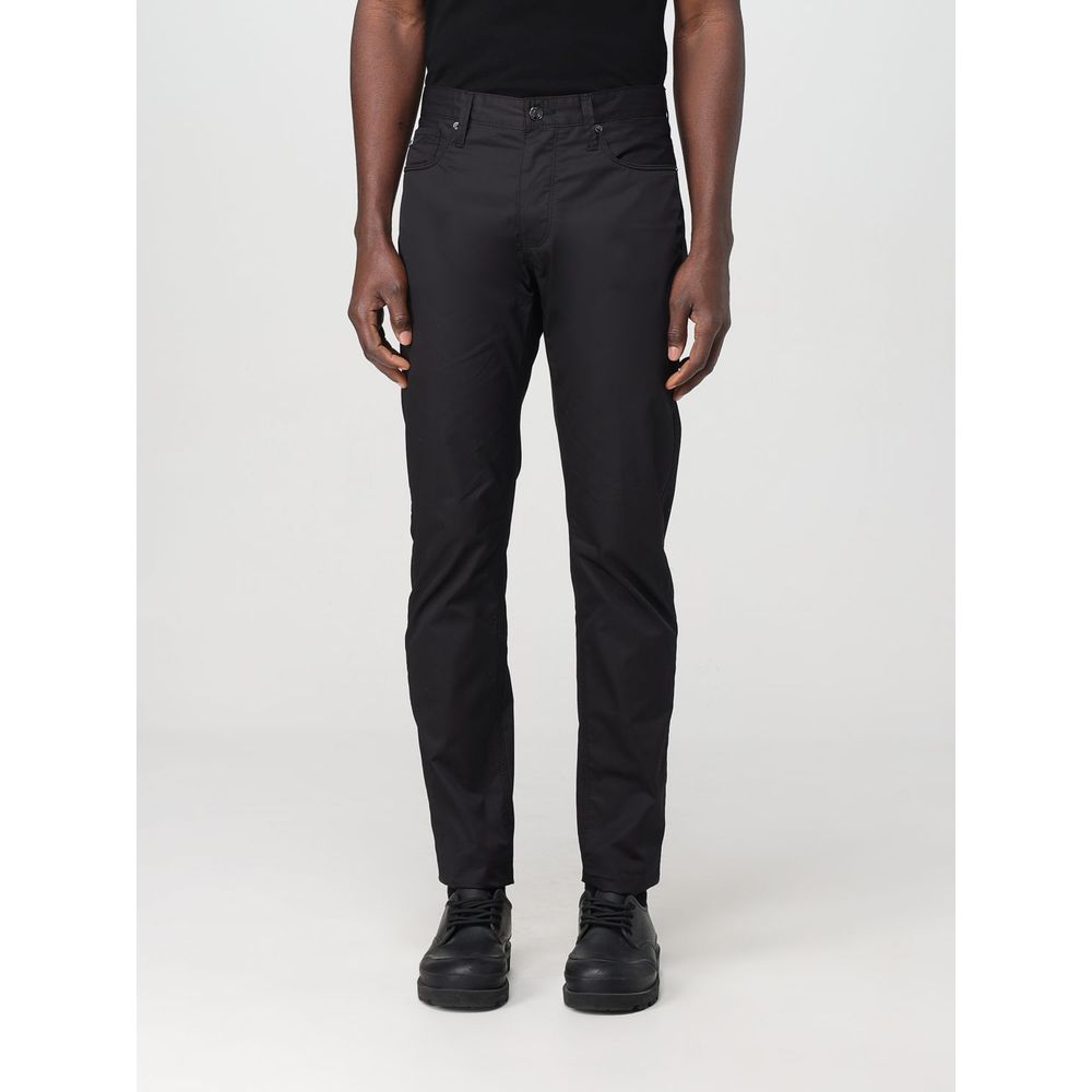 Emporio Armani Black Cotton Casual Pants