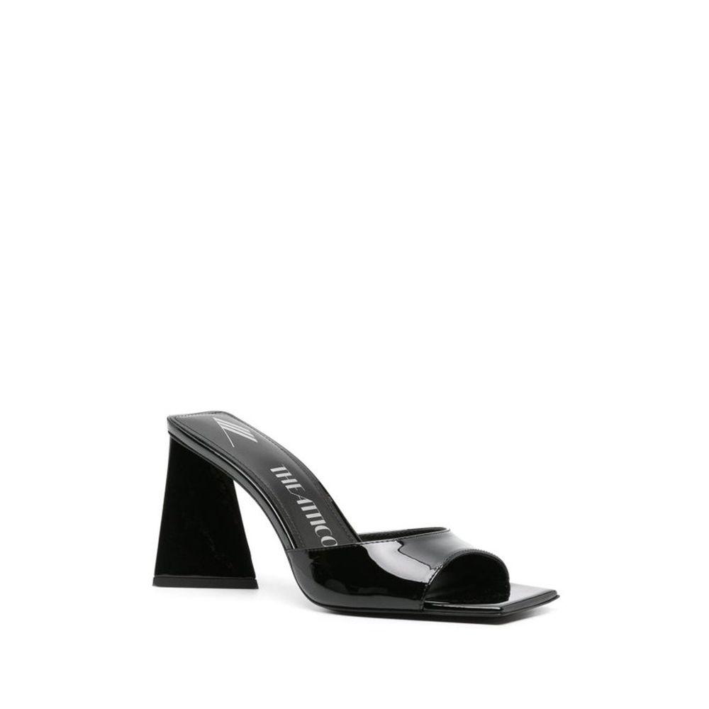 The Attico Black Calfskin Platform Sandals