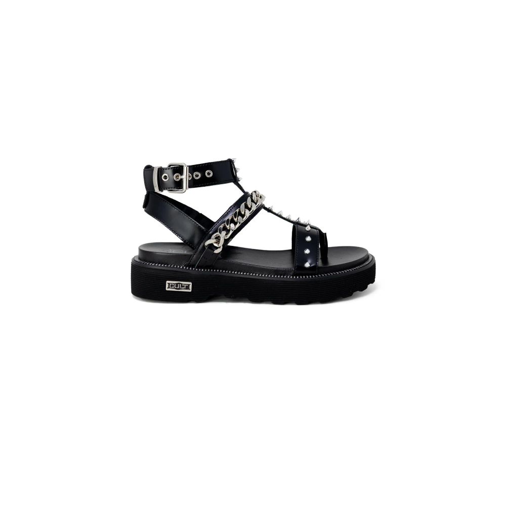 Cult Black Leather Platform Sandals