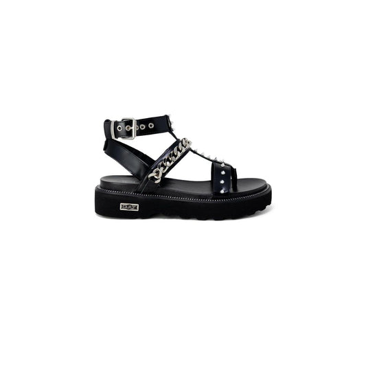 Cult Black Leather Platform Sandals