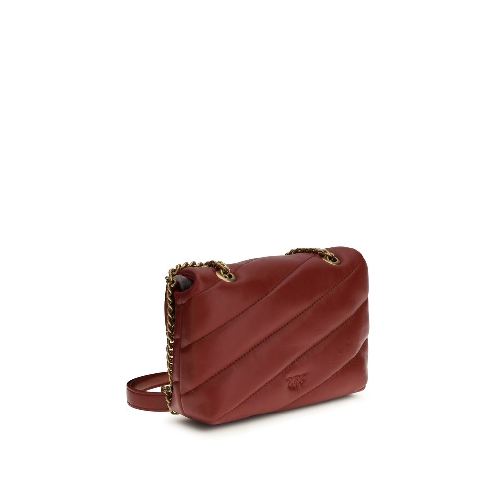 PINKO Bordeaux Calf Leather Bos Taurus Shoulder Bag