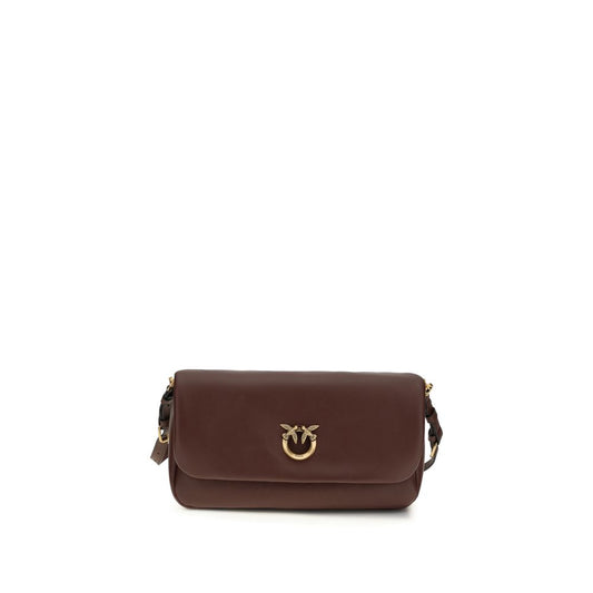 PINKO Brown Calf Leather Bos Taurus Shoulder Bag