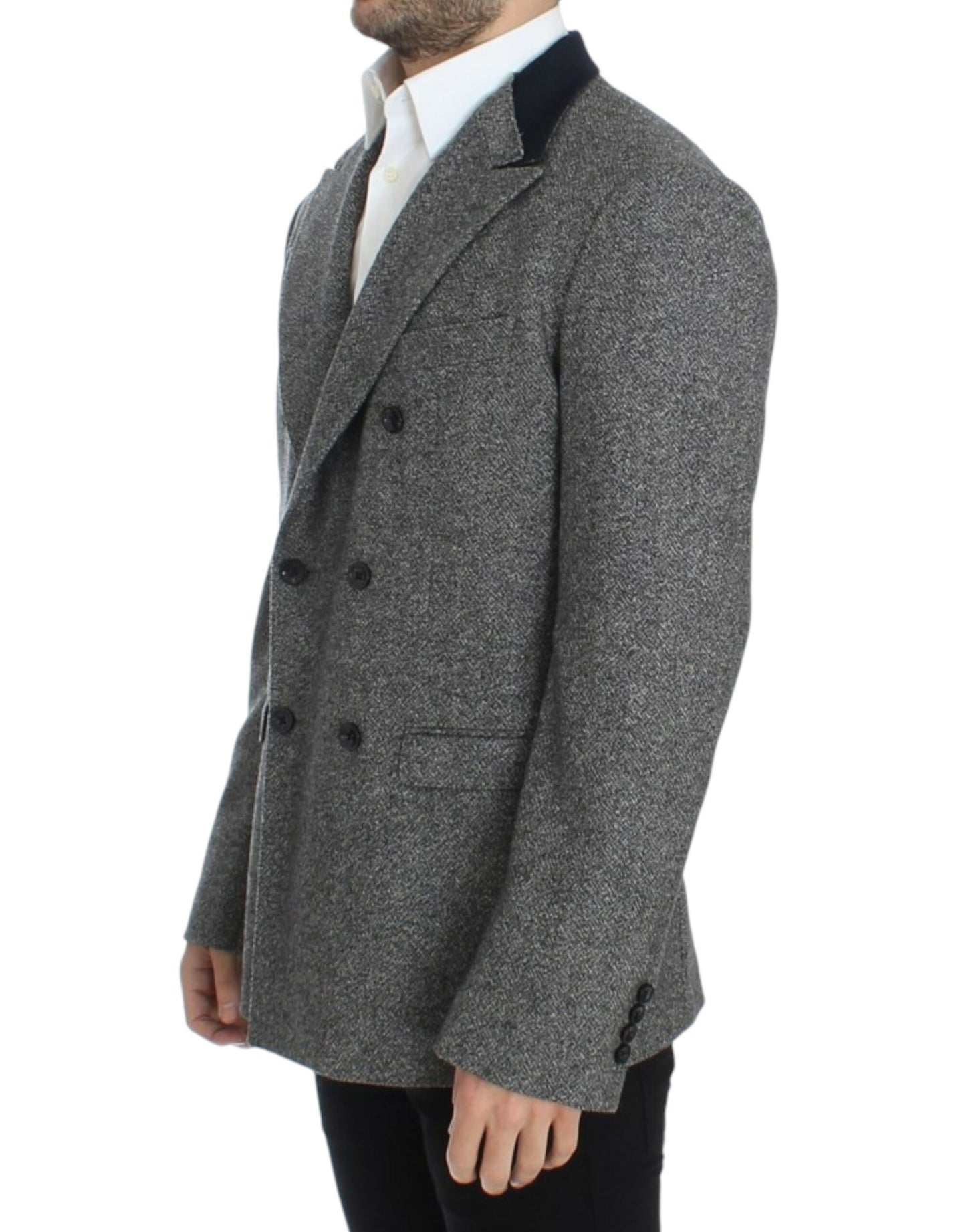 Dolce & Gabbana Elegant Gray Wool Slim Fit Blazer Jacket