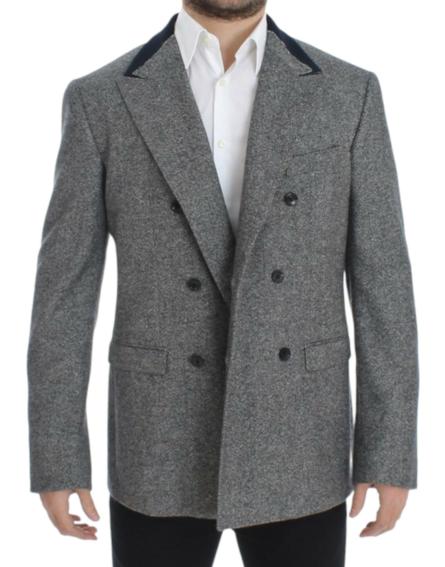 Dolce & Gabbana Elegant Gray Wool Slim Fit Blazer Jacket