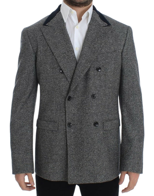 Dolce & Gabbana Elegant Gray Wool Slim Fit Blazer Jacket