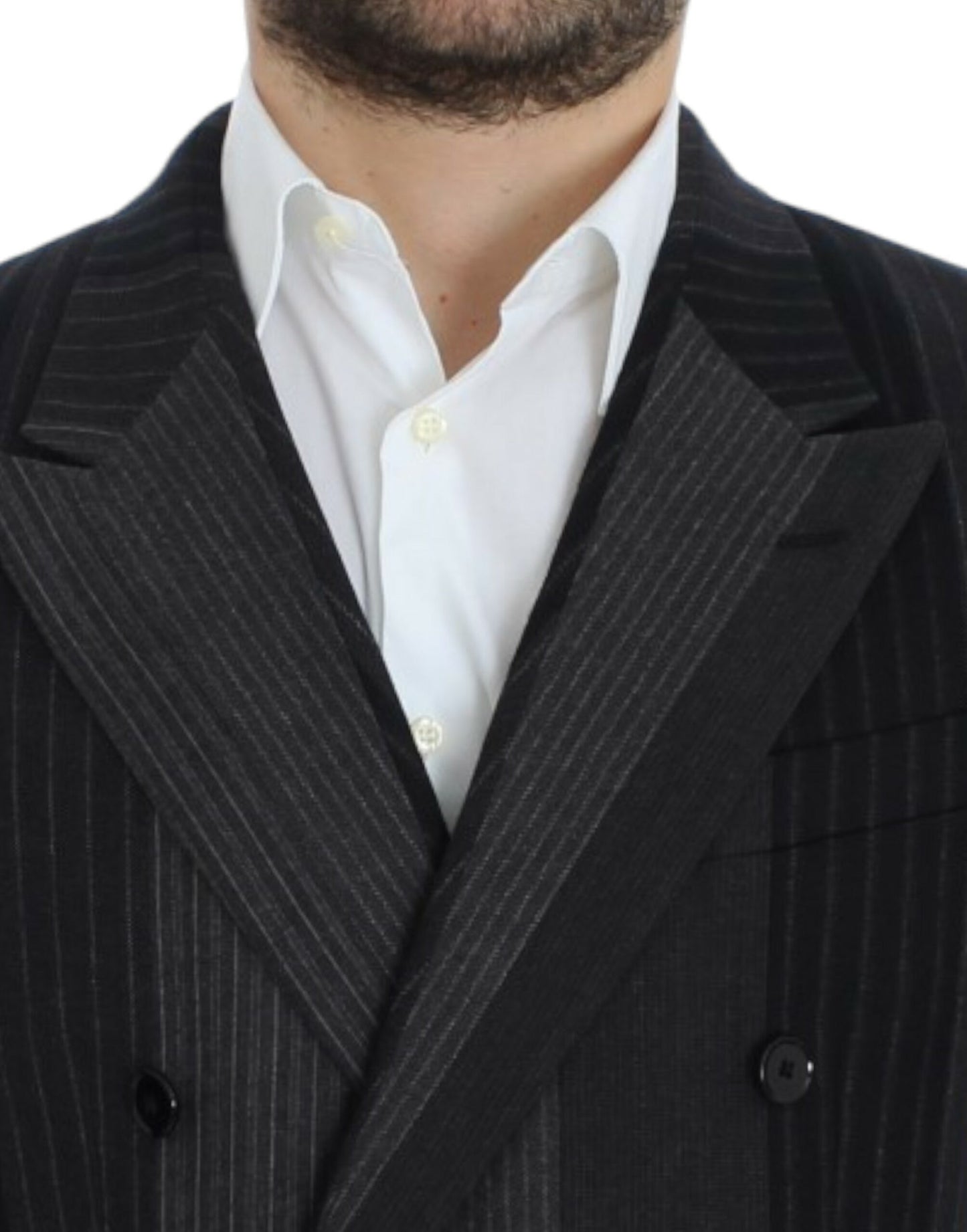 Dolce & Gabbana Elegant Gray Striped Wool Slim Blazer