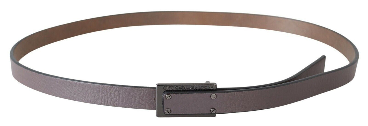 Costume National Brown Leather Tactical Logo Screw Buckle Belt