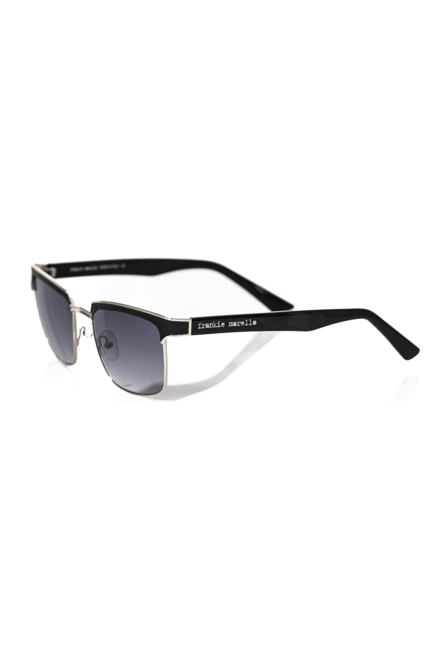 Frankie Morello Black Metallic Fibre Men Sunglasses