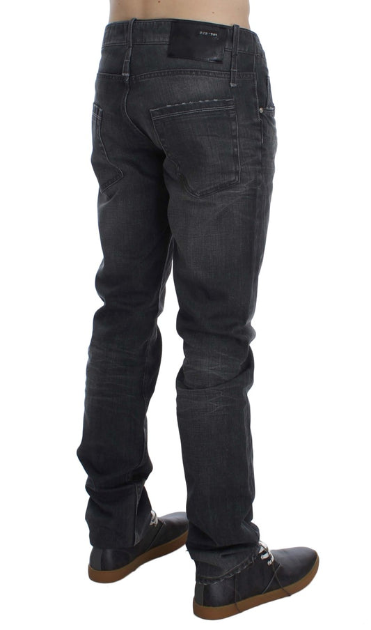 Acht Gray Cotton Regular Low Fit Jeans