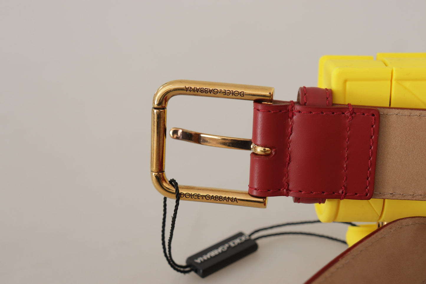 Dolce & Gabbana Red Leather Yellow DEVOTION Heart Bag Buckle Belt