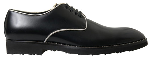 Dolce & Gabbana Black White Leather Formal Shoes