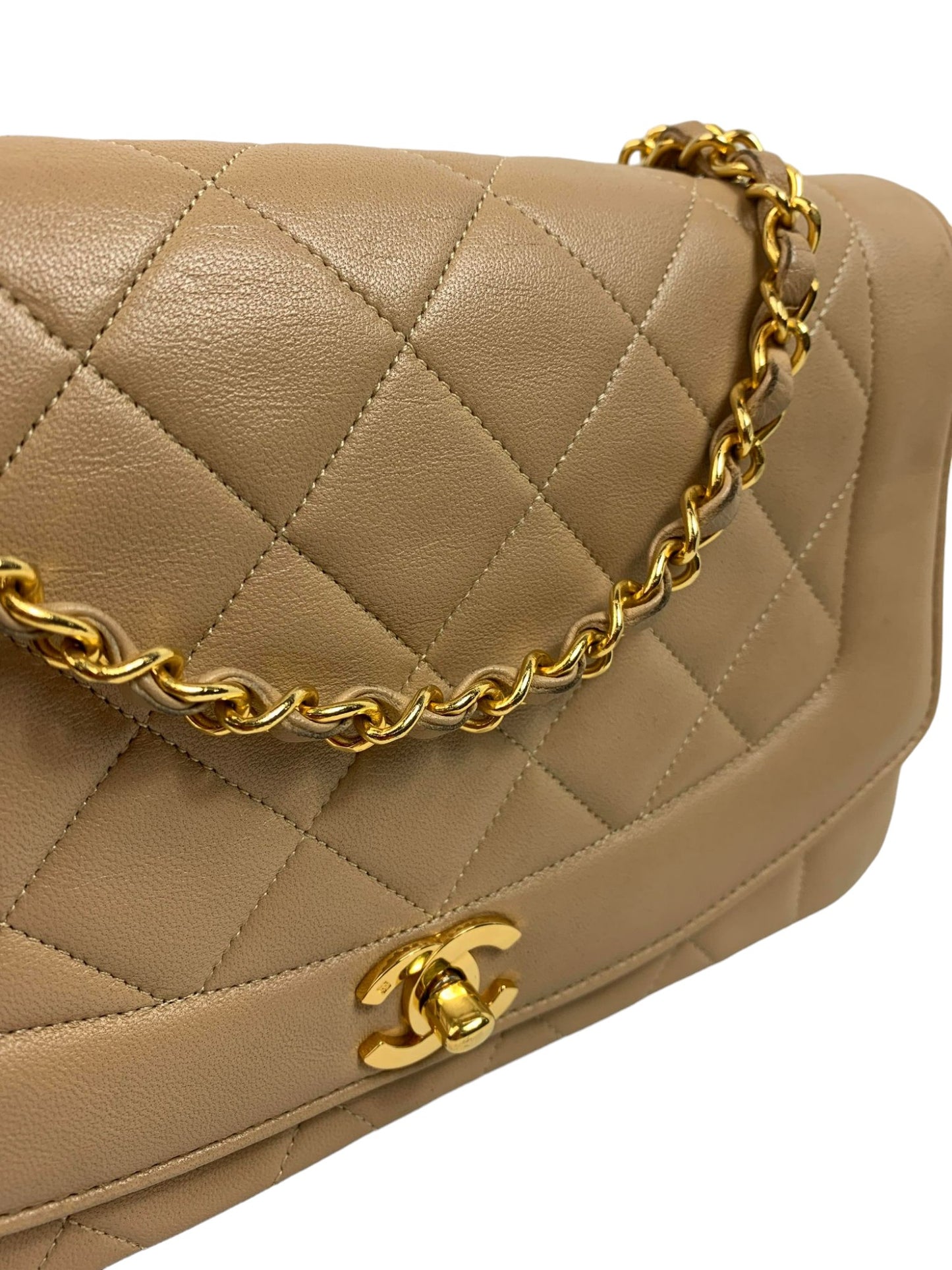 Chanel Diana Vintage Medium Beige Classic Quilted Lambskin