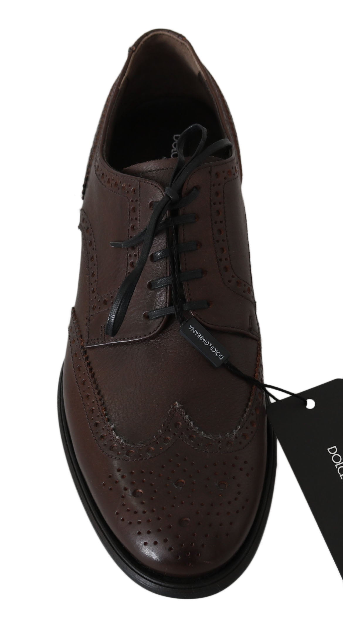 Dolce & Gabbana Brown Leather Brogue Derby Dress Shoes