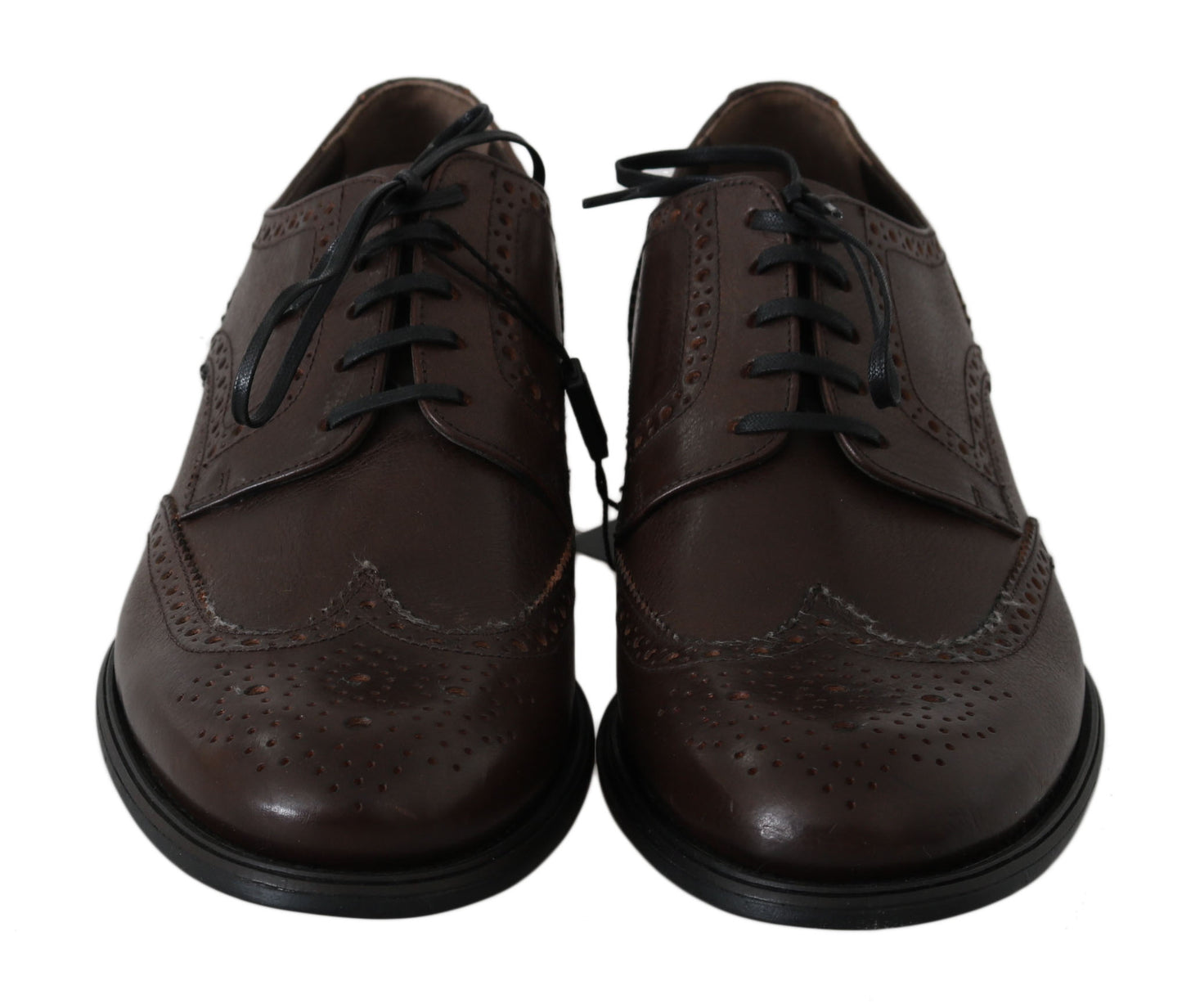 Dolce & Gabbana Brown Leather Brogue Derby Dress Shoes