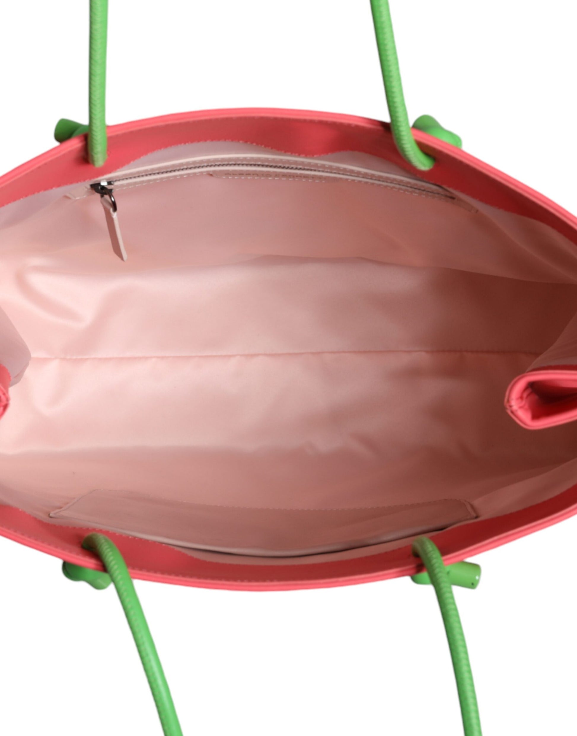 Luxury Italian pink leather tote bag Alberta Ferretti design