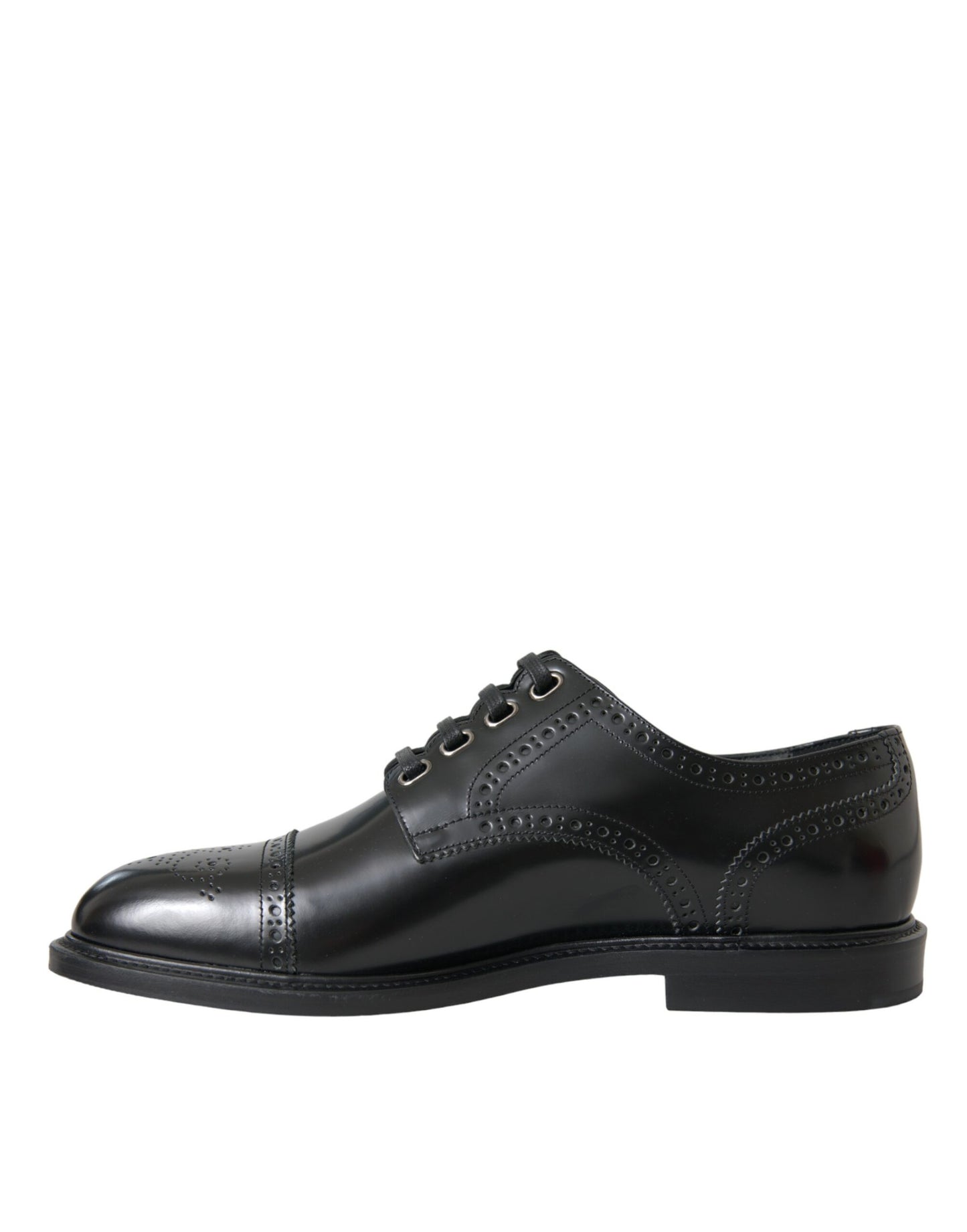 Dolce & Gabbana Black Leather Oxford Wingtip Derby Shoes