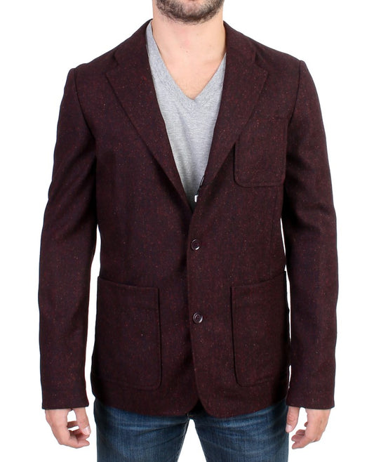 GF Ferre Elegant Bordeaux Wool Stretch Blazer