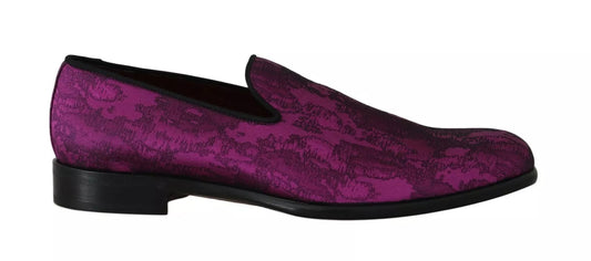 Dolce & Gabbana Purple Jacquard Loafers Dress Formal Shoes
