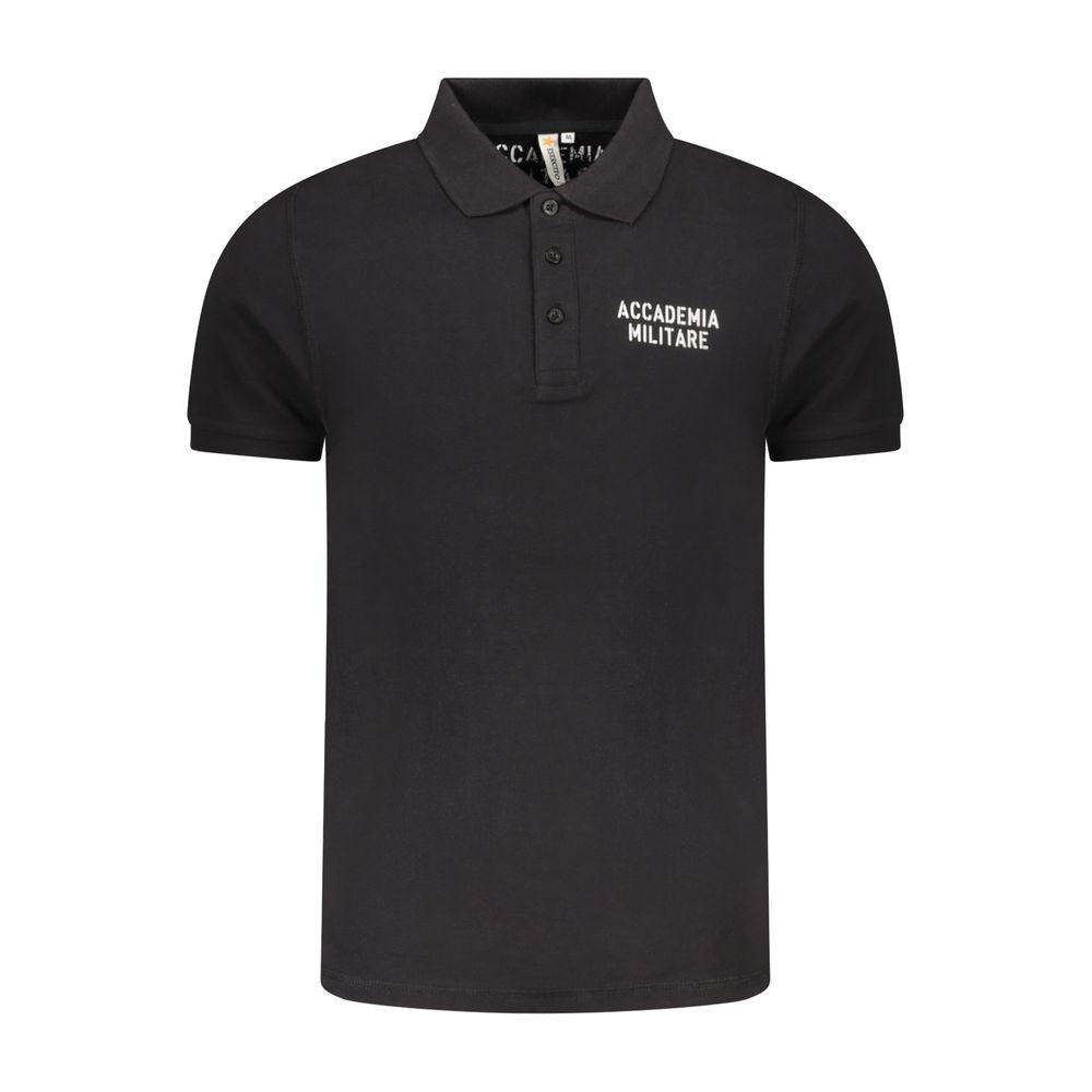 Accademia Militare Black Cotton Men Polo-Shirt