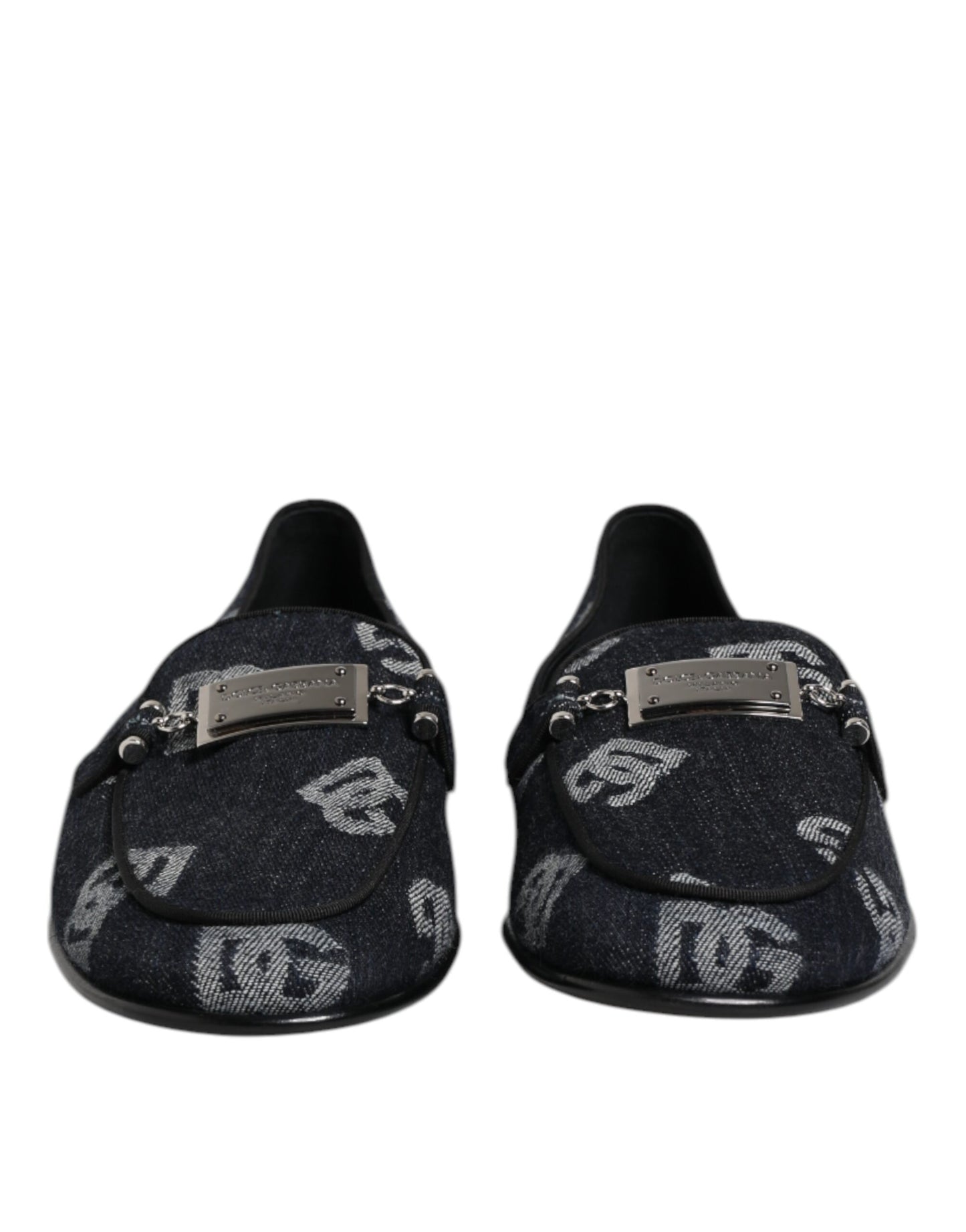 Dolce & Gabbana Blue Logo Cotton Loafers Formal Dress Shoes