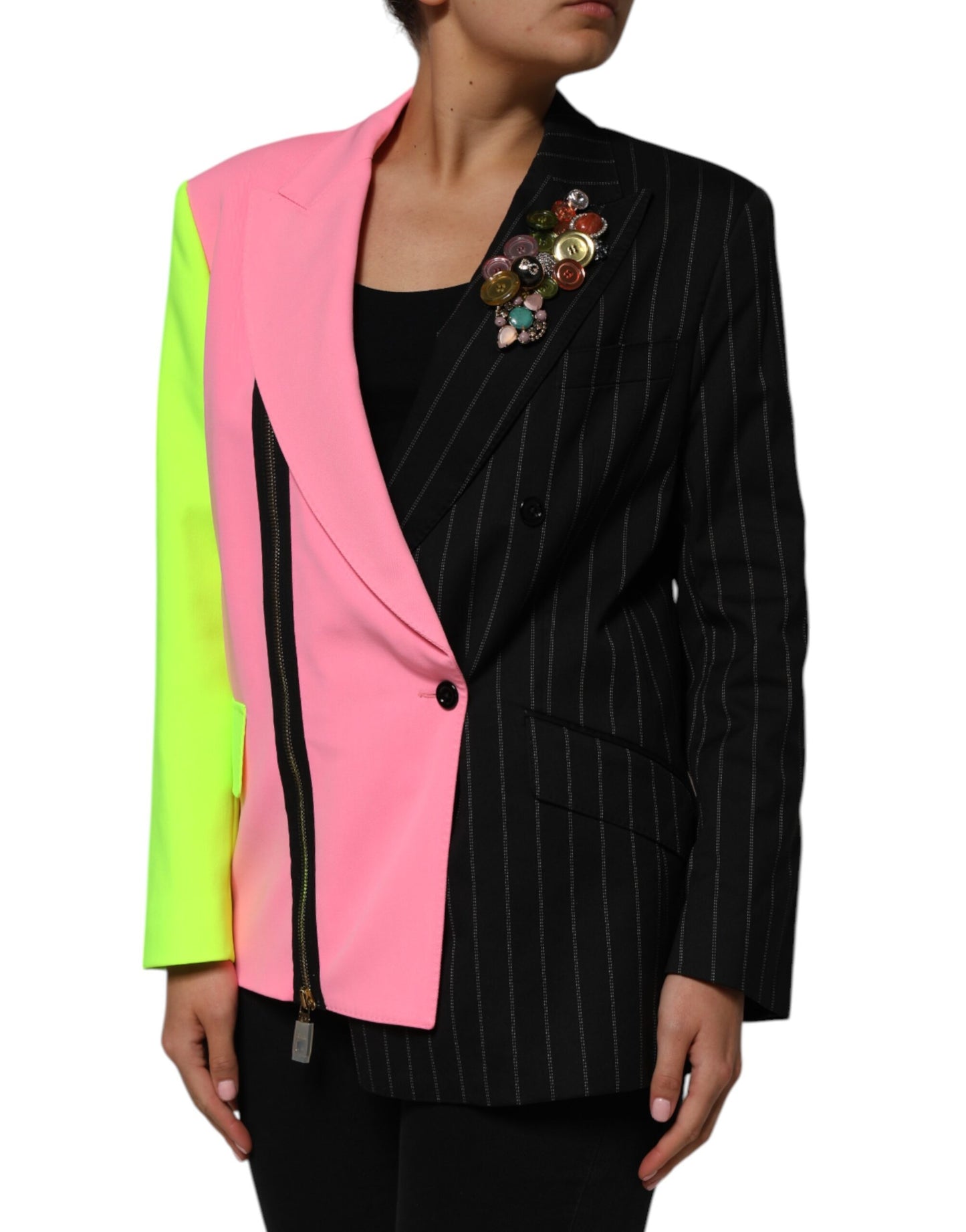 Dolce & Gabbana Multicolor Patchwork Embellished Coat Jacket