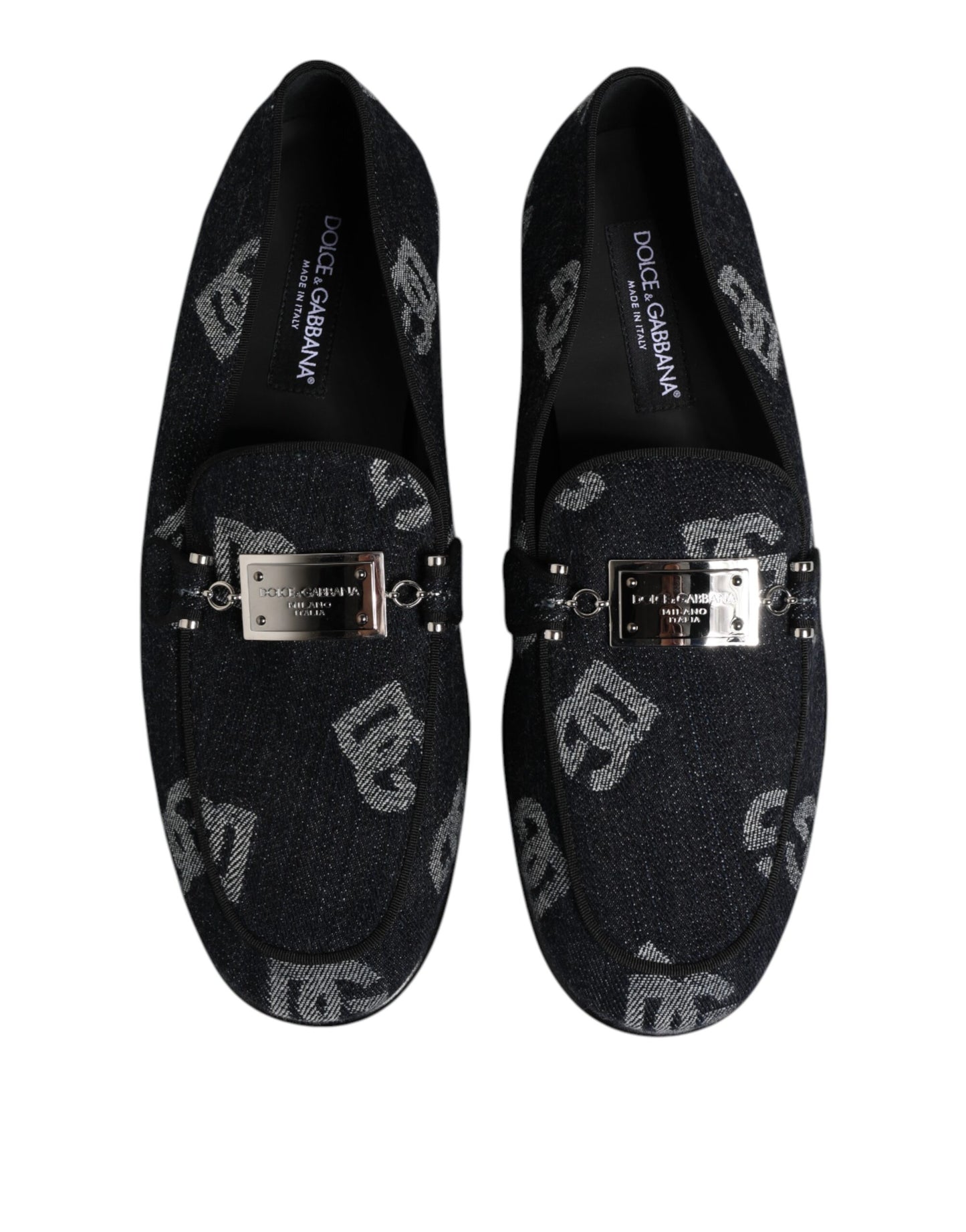 Dolce & Gabbana Blue Logo Cotton Loafers Formal Dress Shoes