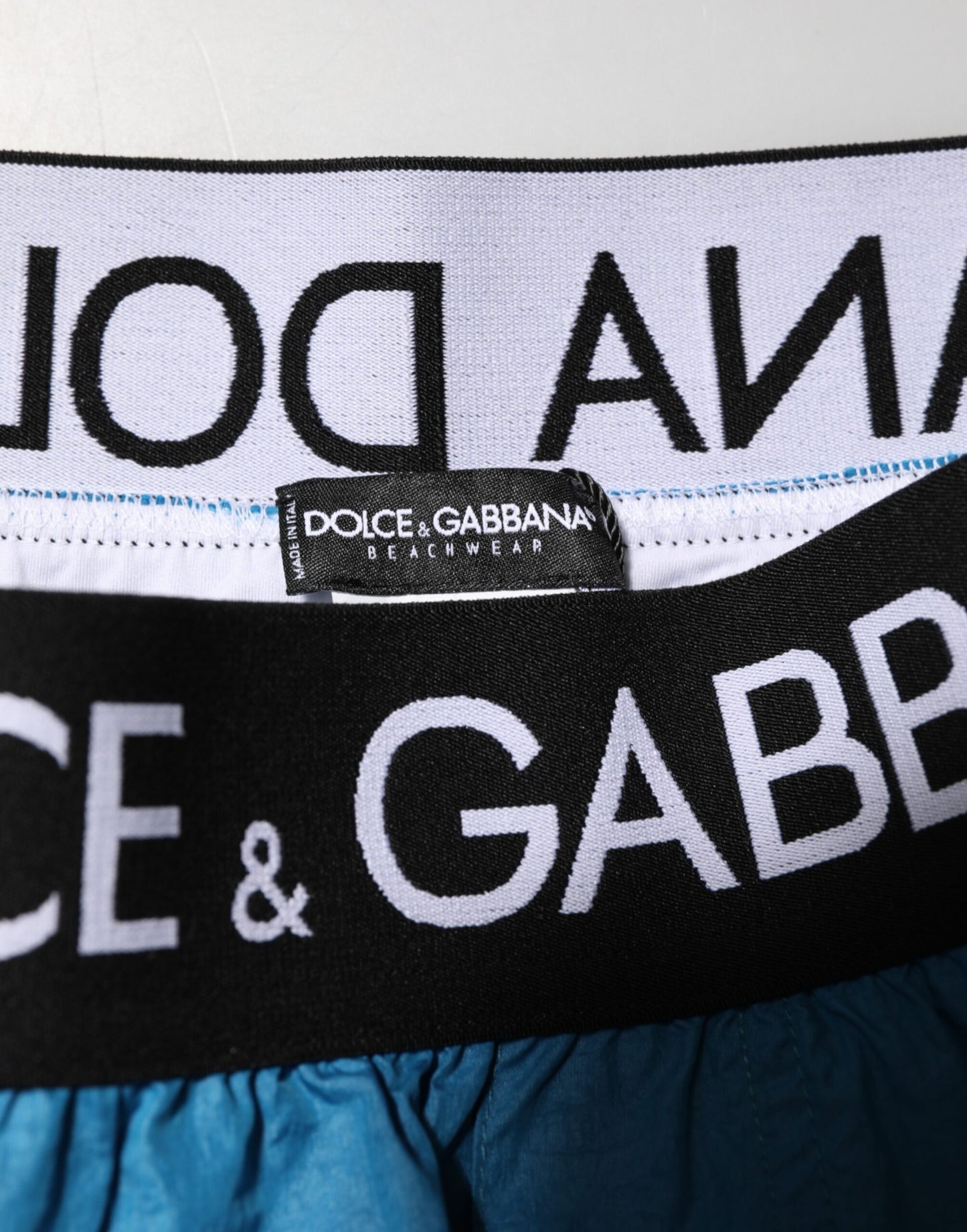 Dolce & Gabbana Blue Logo Waistband Beachwear Shorts Swimwear