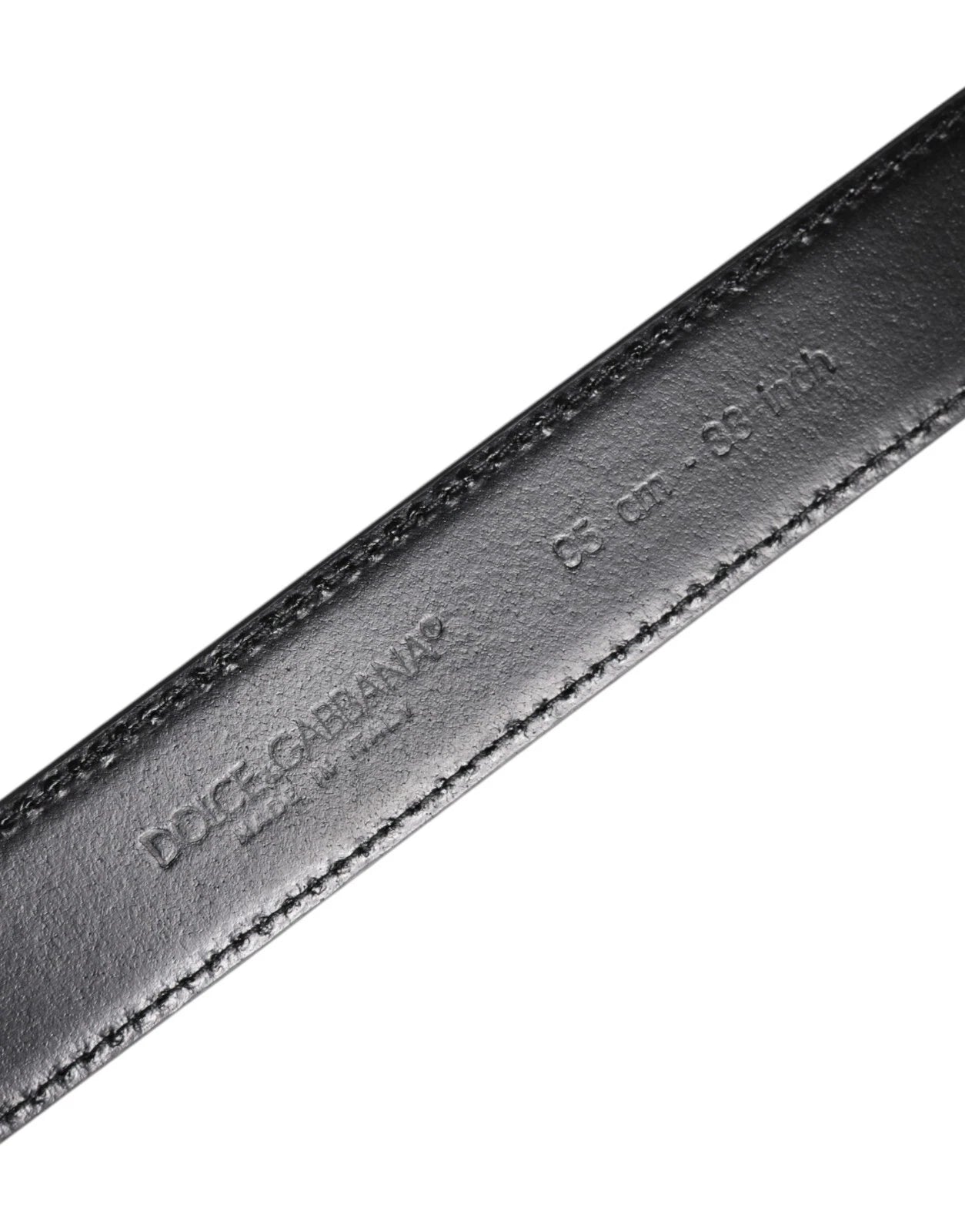 Dolce & Gabbana Black Calf Leather Silver Metal Buckle Belt