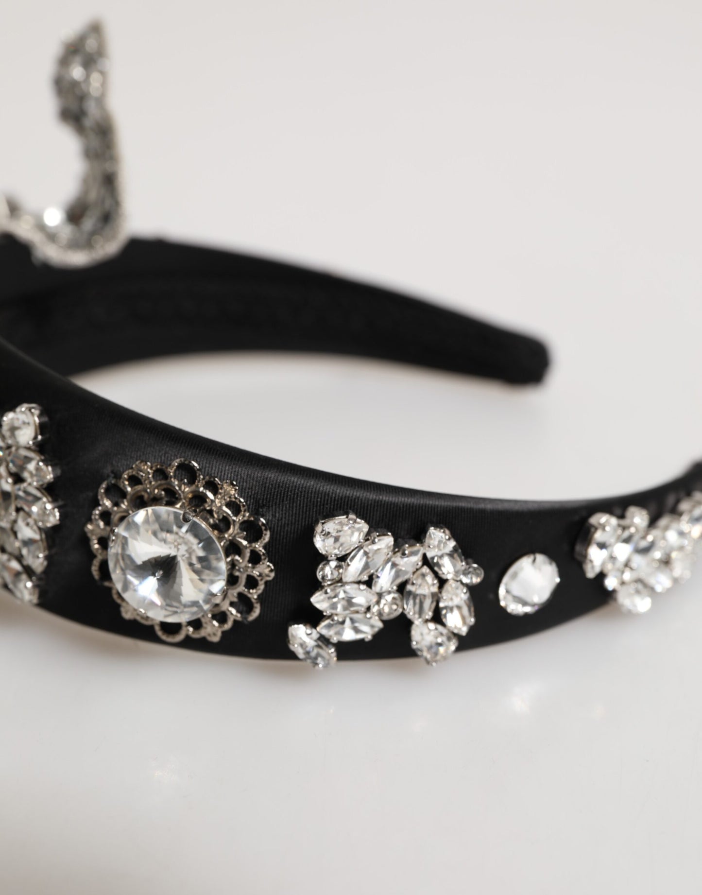 Dolce & Gabbana Black Hair Flower Crystal LIMONI Women Headband Diadem