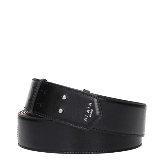 Alaïa Black Leather Regular Belt