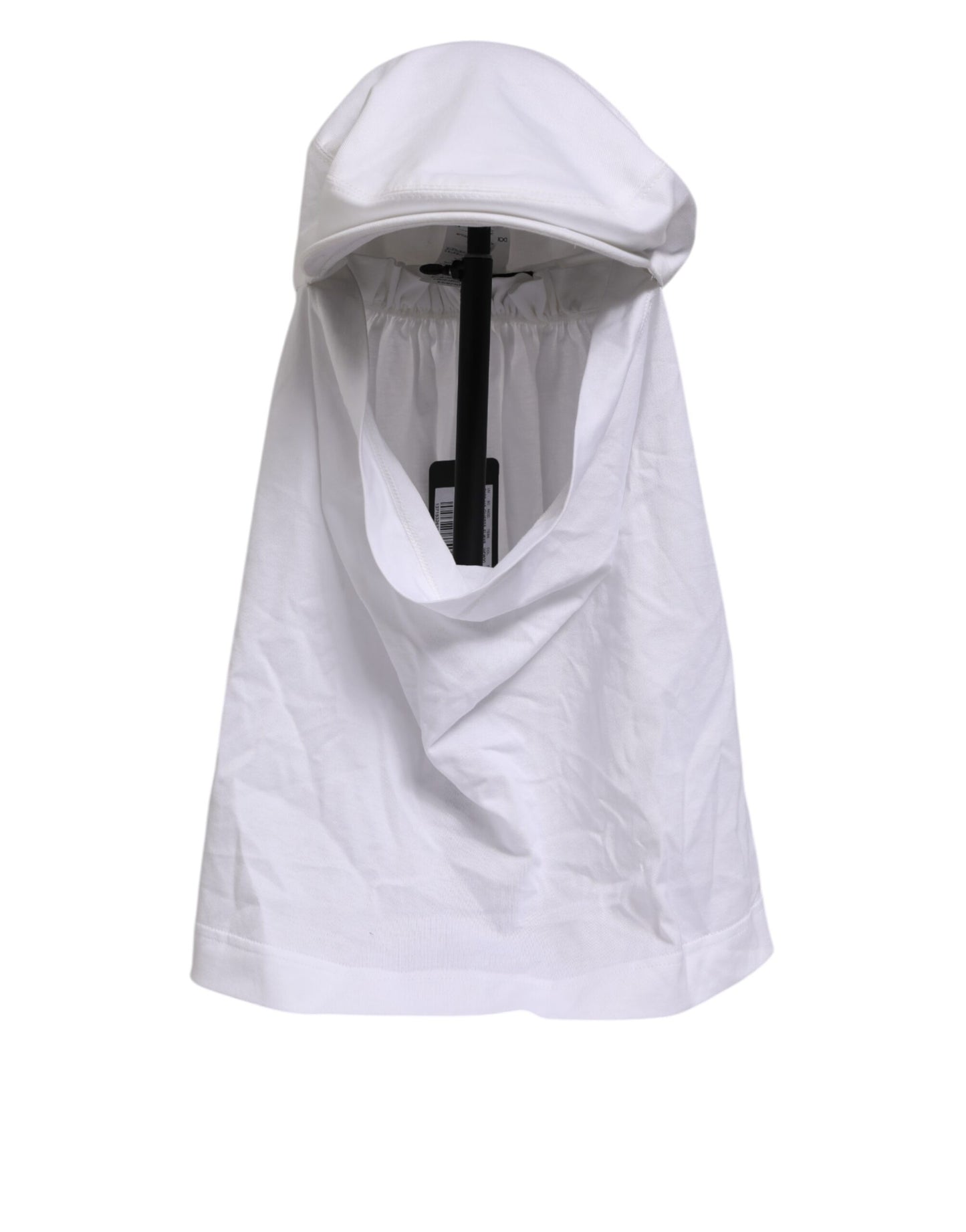 Dolce & Gabbana White Cotton DG Logo Plaque Baseball Balaclava Hat