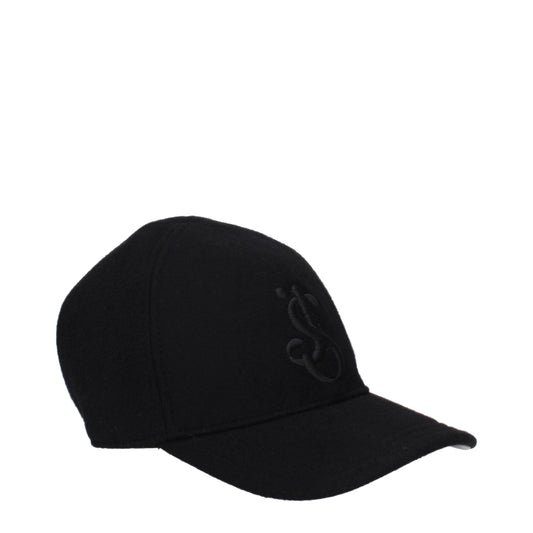 Jil Sander Black Cashmere Cap (Baseball Hat)