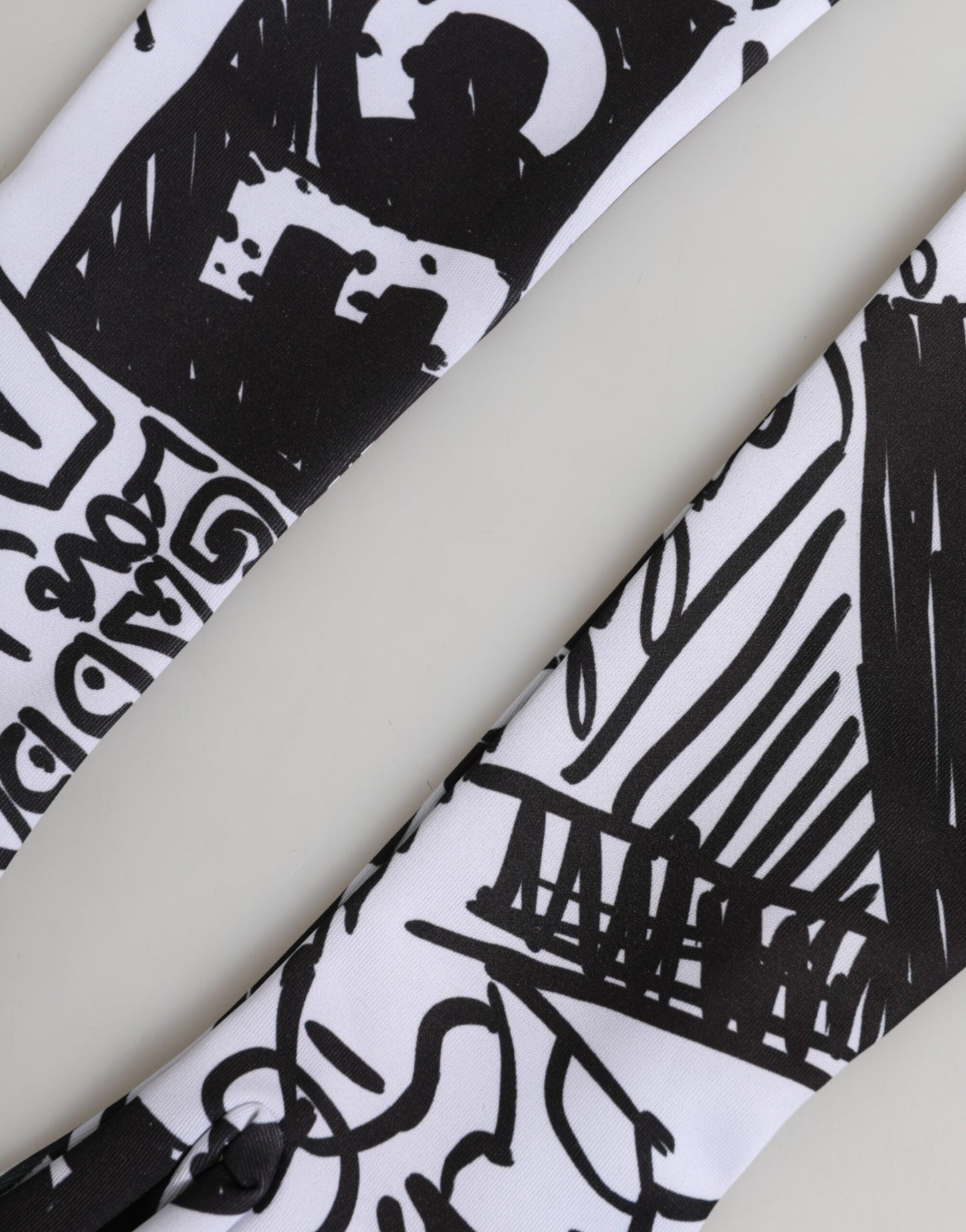 Dolce & Gabbana Gloves Black White DG Logo Elbow Length Mitten