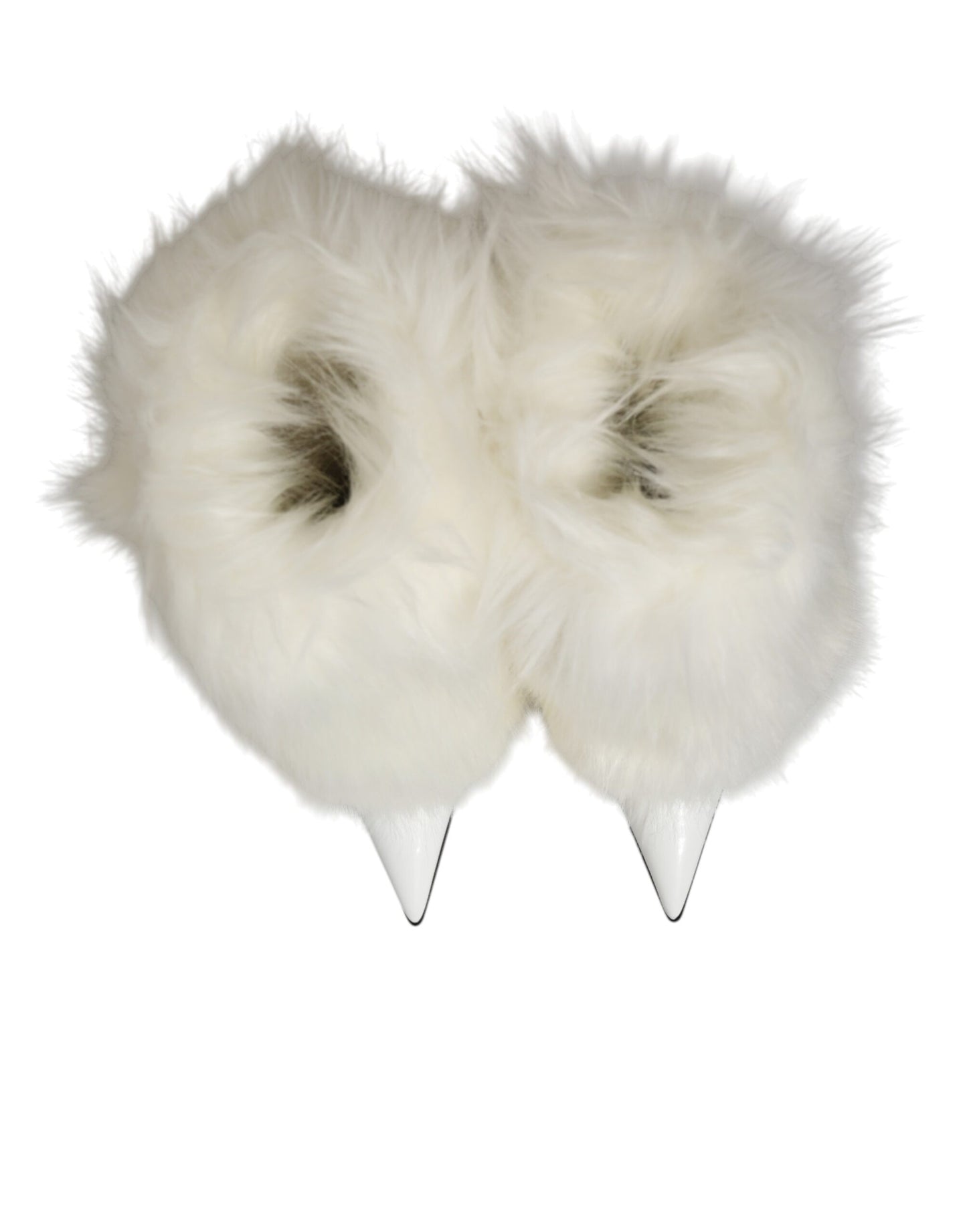 Dolce & Gabbana White Fur Pointed Knee High Stiletto Boots Shoes