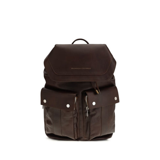 Brunello Cucinelli Brown Calf Leather Bos Taurus Backpack