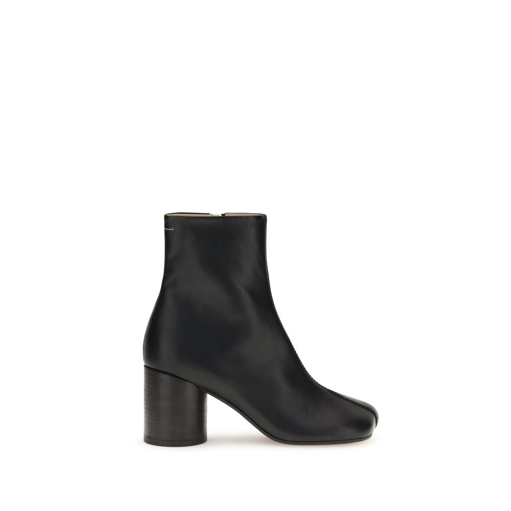 MM6 Black Calf Leather Bos Taurus Ankle Boots